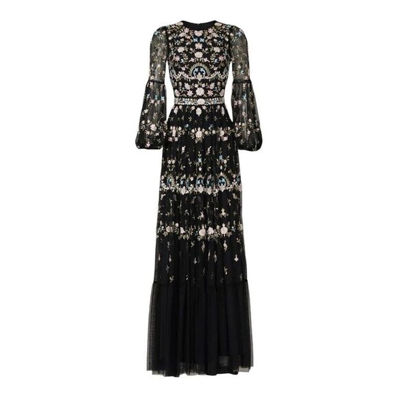 Mac Duggal Size 2 Sequin Embroidered Gown Blouson Sleeves Dress Style 35111 New - Picture 1 of 9